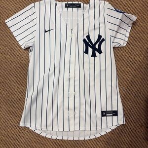 New York Yankees Nike JETER Pinstripe Baseball Jersey - White/Navy Size Small
